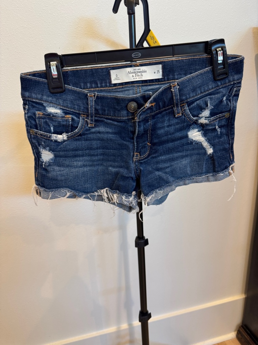 Y2k Abercrombie & Fitch Micro Distressed Denim Cutoff Shorts - Dark Blue